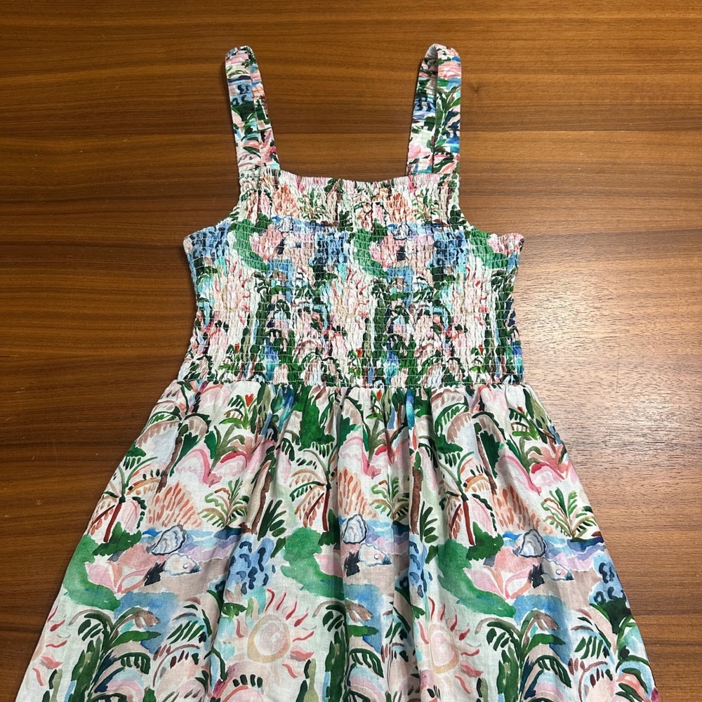 NEW Marine Layer Selene Maxi Dress 2026 Linen Blend Med Watercolor Palm Vacation - Picture 5 of 14